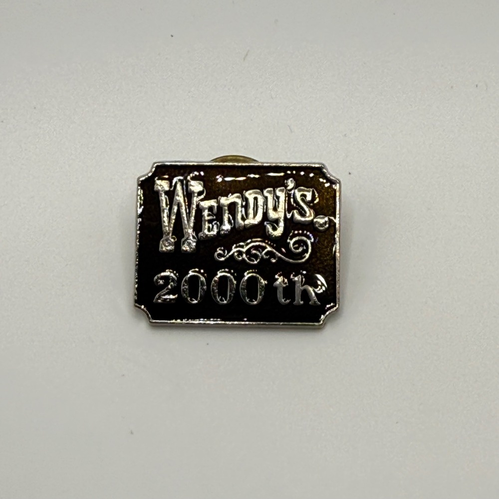 Vintage Wendys 2000th Restaurant Commemorative Lapel Pin Silver Tone Black